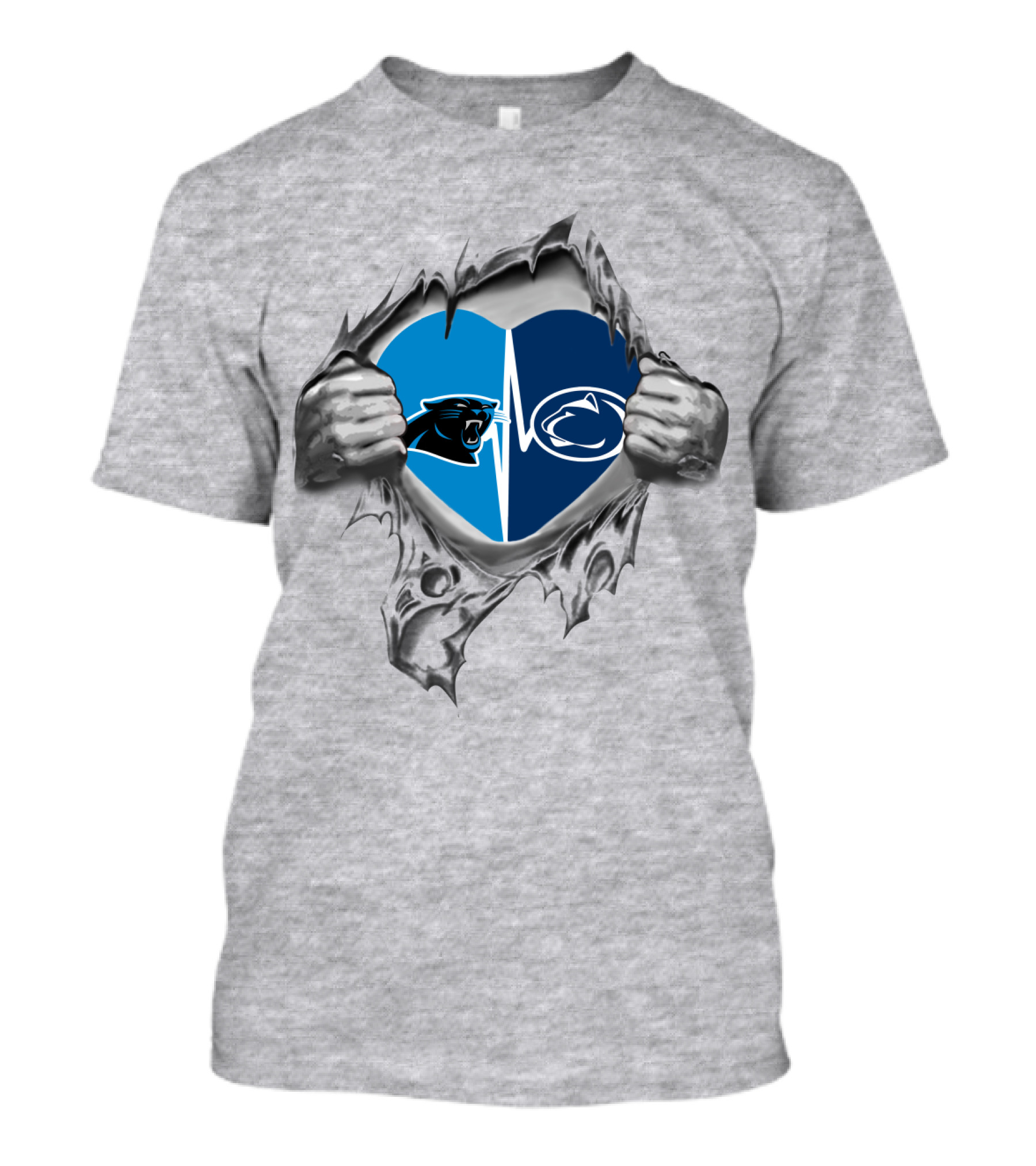 Carolina Panthers Penn State Nittany Lions Heartbeat Fusion T-Shirt