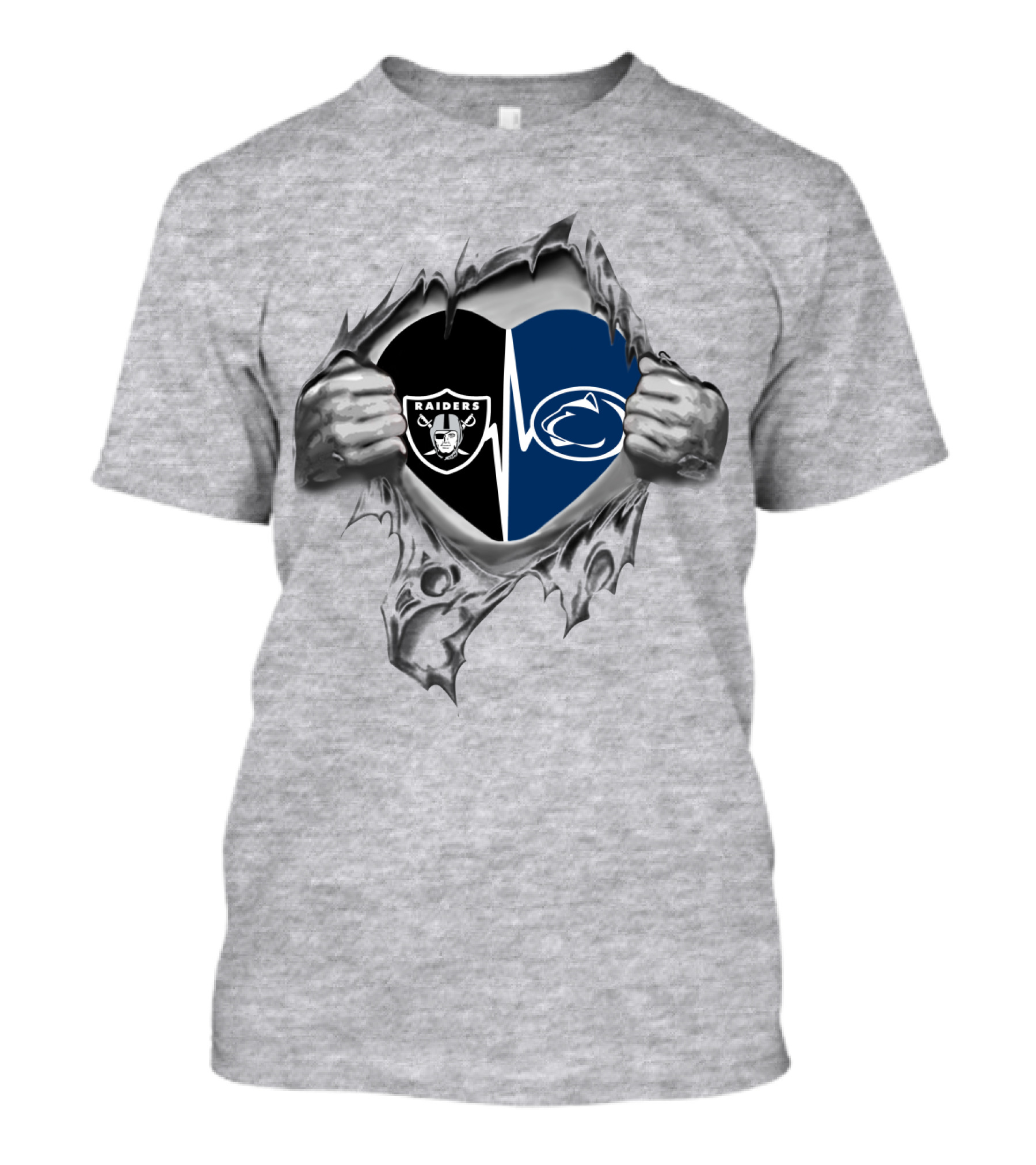 Raiders Penn State Heartbeat Duel Symbol Fusion T-Shirt