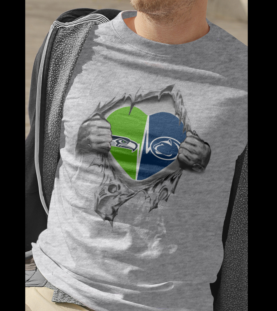 Seahawks Penn State Heart Rip T-Shirt