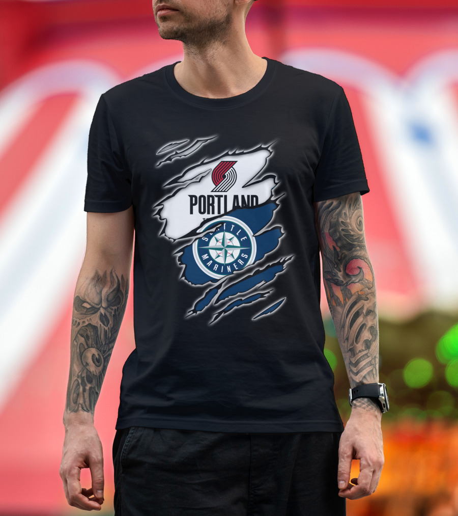 Portland Blazers Seattle Mariners Fan Collaboration T-Shirt
