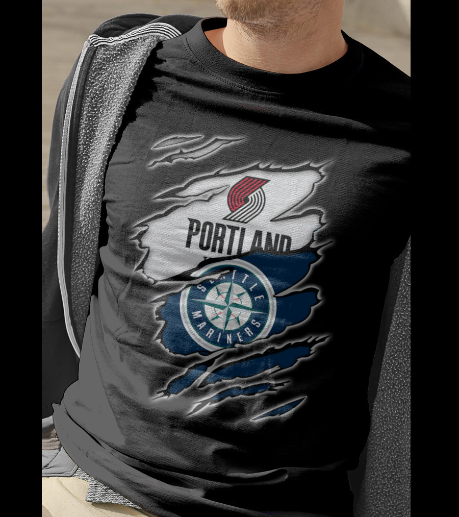 Portland Blazers Seattle Mariners Fan Collaboration T-Shirt