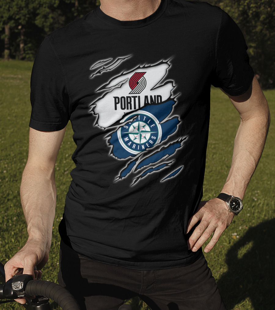Portland Blazers Seattle Mariners Fan Collaboration T-Shirt