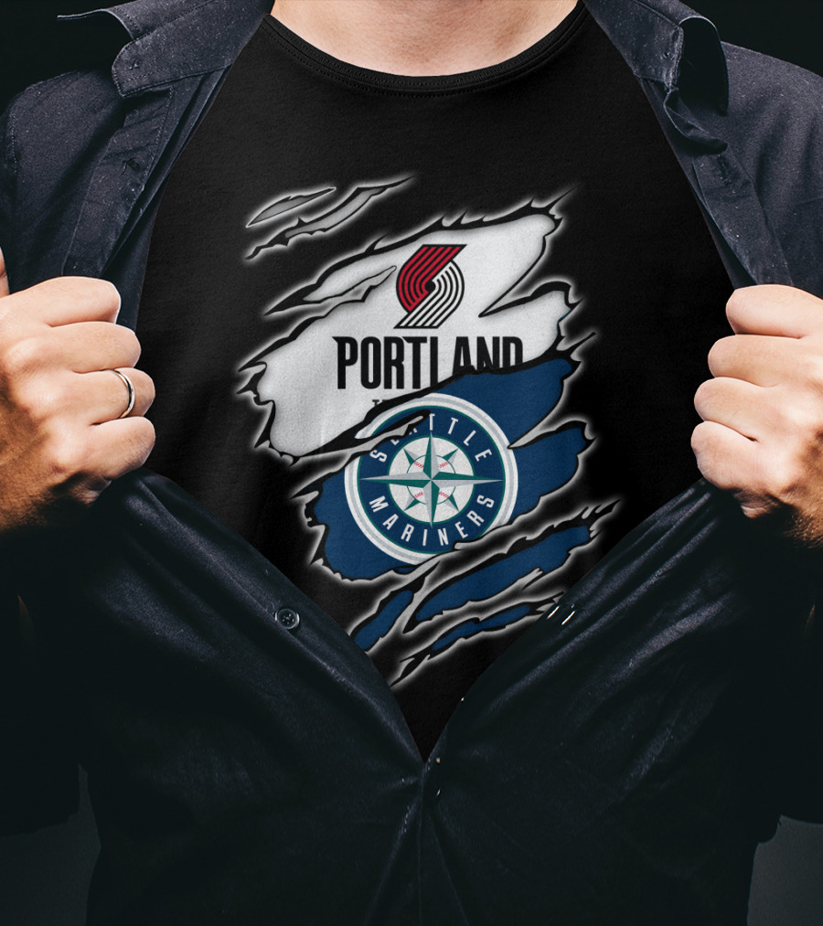 Portland Blazers Seattle Mariners Fan Collaboration T-Shirt