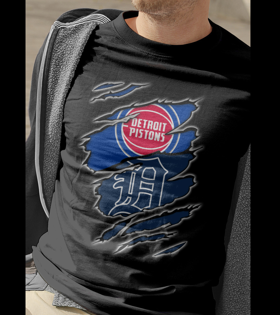 Detroit Pistons Tigers Logo Mashup T-Shirt