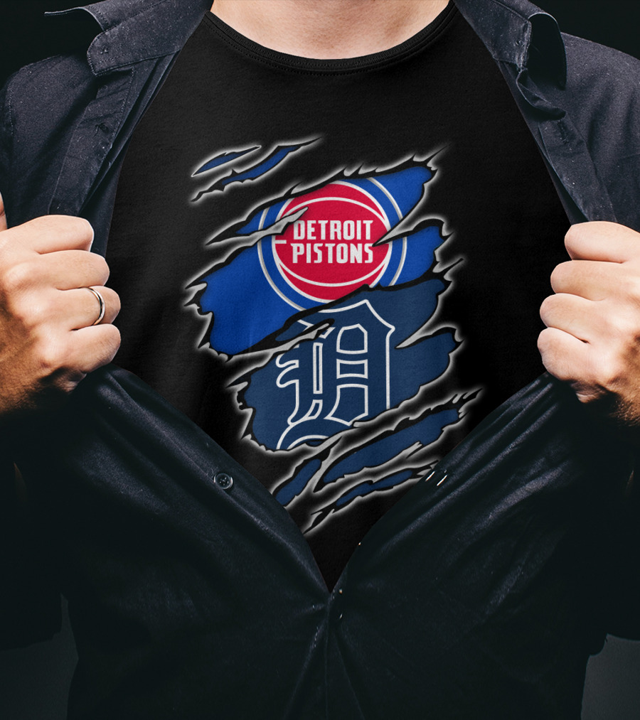 Detroit Pistons Tigers Logo Mashup T-Shirt