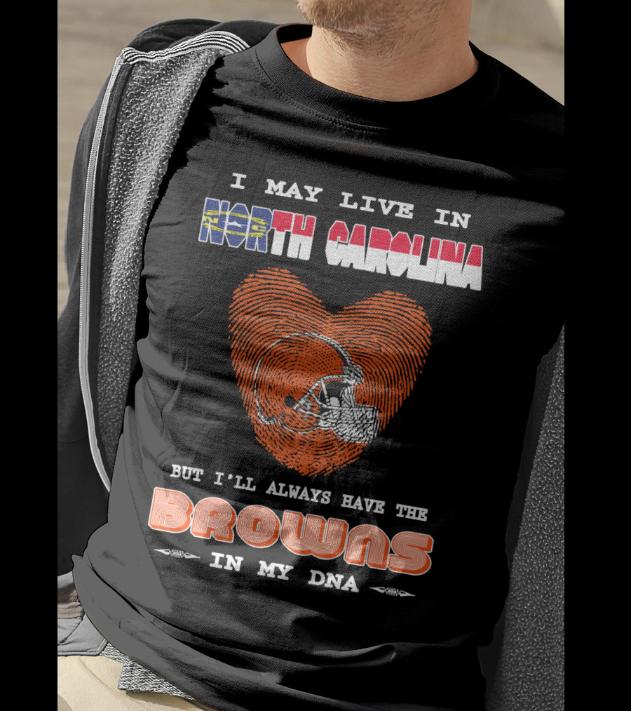 North Carolina Browns Fan Heart Fingerprint Logo Always In My Dna T-Shirt