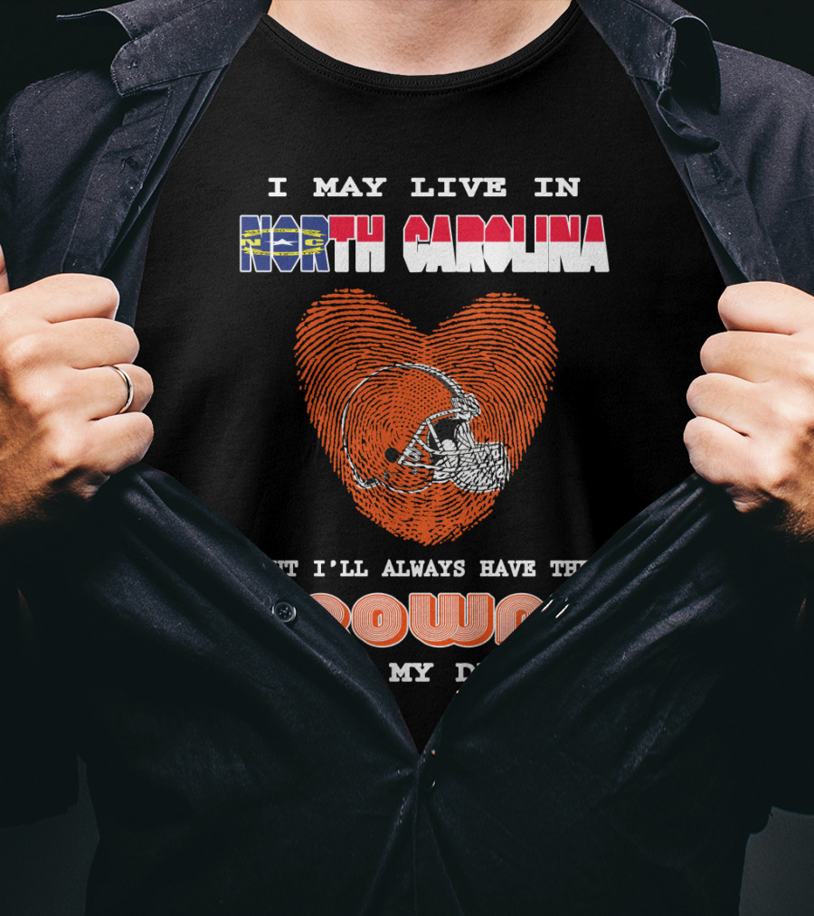 North Carolina Browns Fan Heart Fingerprint Logo Always In My Dna T-Shirt