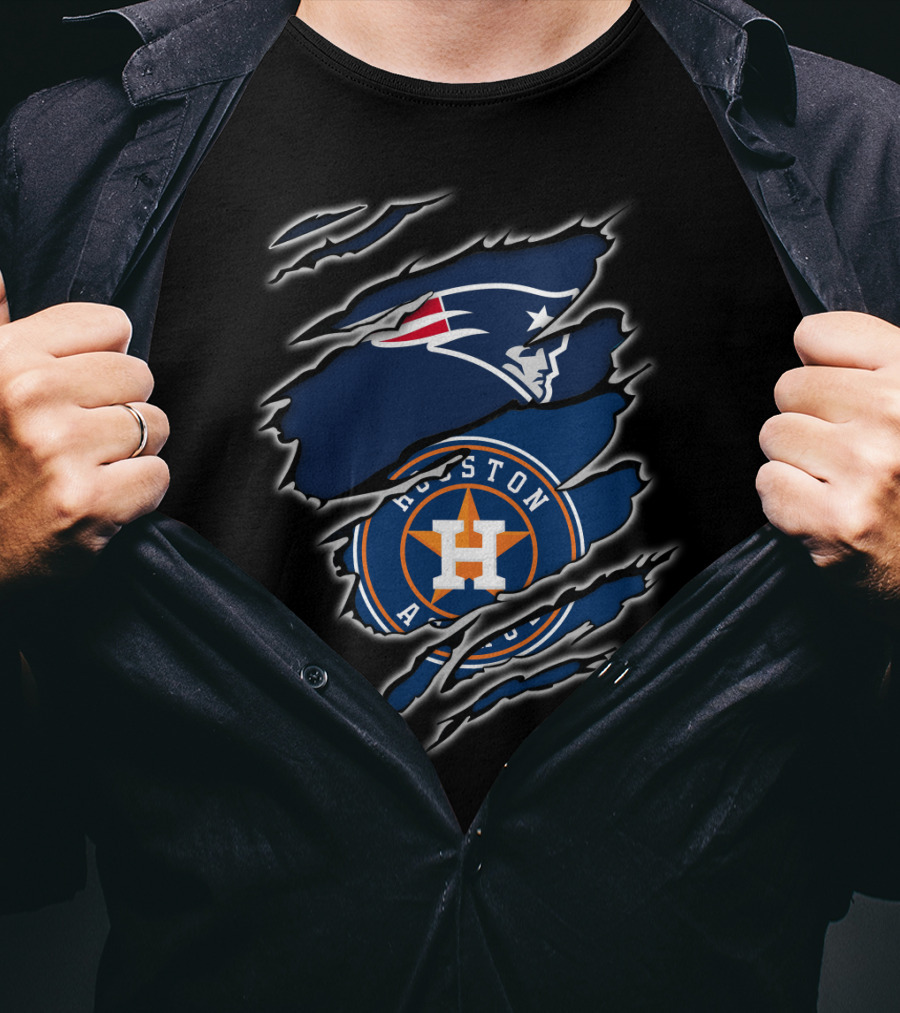 New England Patriots Houston Astros Fan Crossover T-Shirt