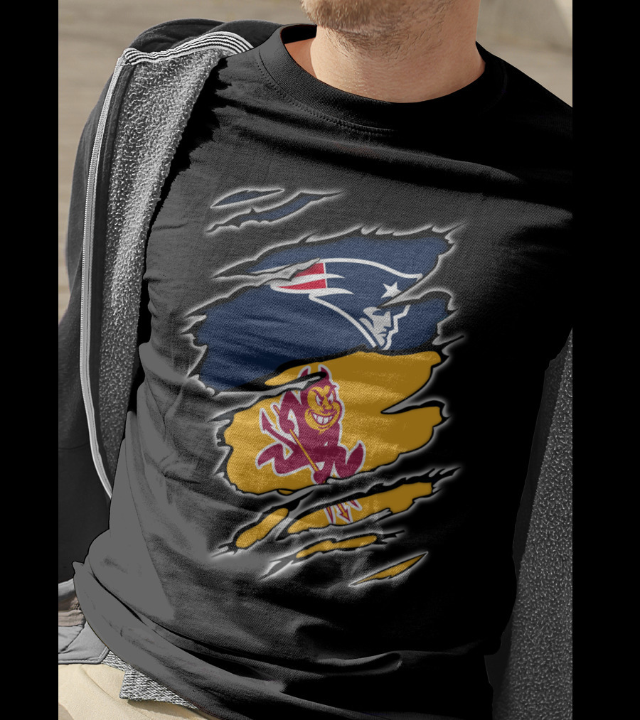 Patriots Logo And Arizona State University Sun Devils Split T-Shirt