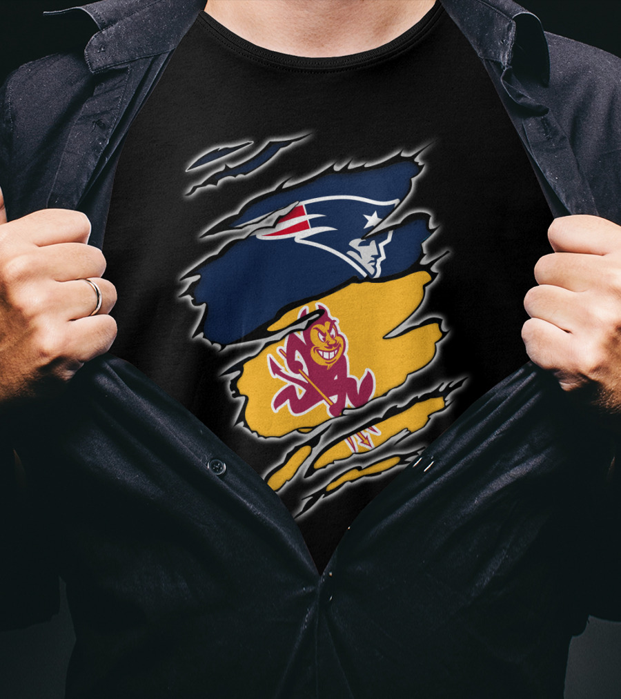 Patriots Logo And Arizona State University Sun Devils Split T-Shirt
