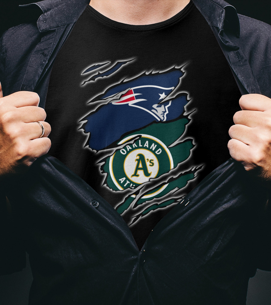 New England Patriots Oakland Athletics Logo Fusion T-Shirt
