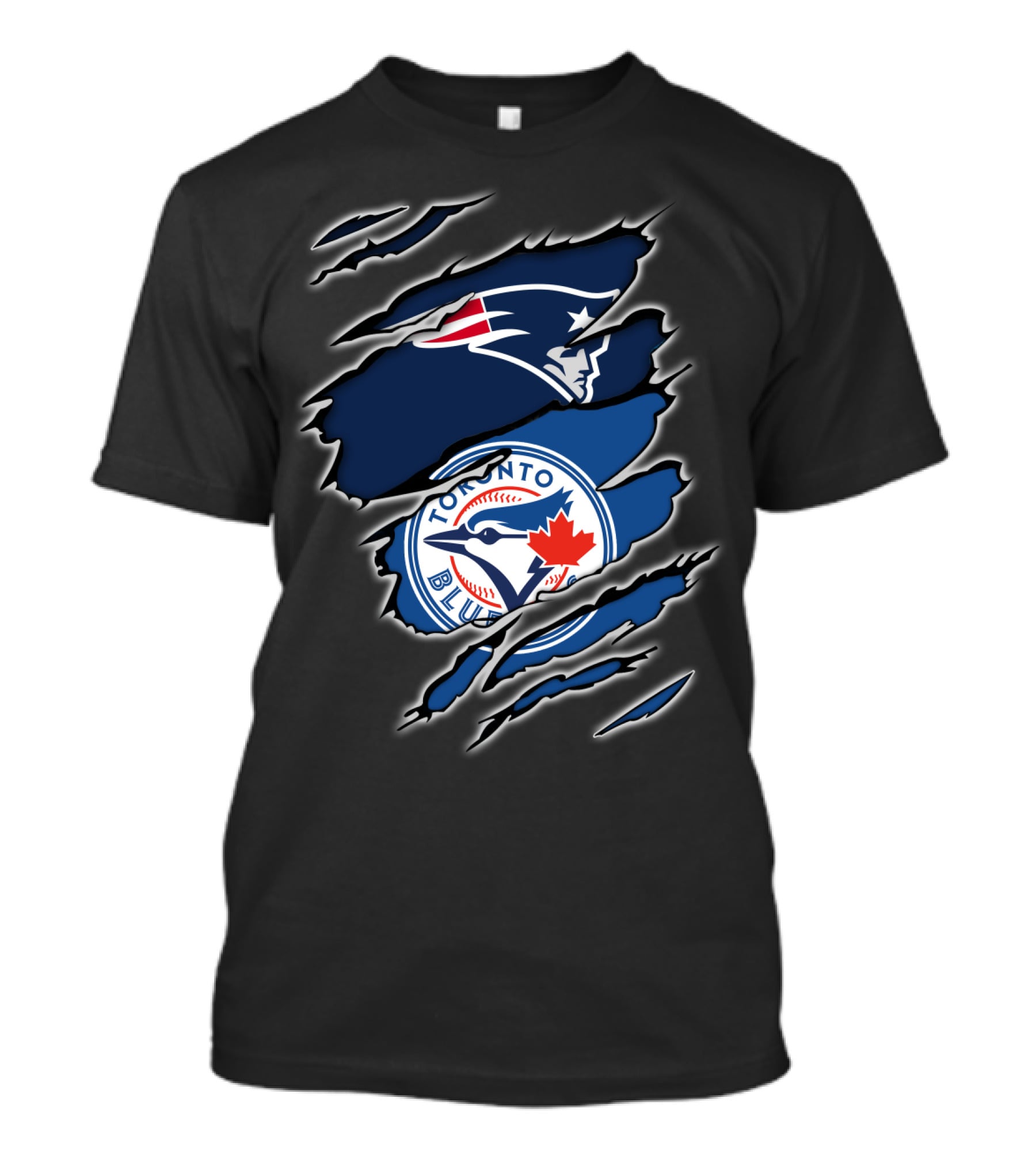Patriots And Blue Jays Toronto Logo Fusion T-Shirt