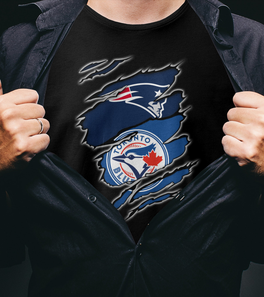Patriots And Blue Jays Toronto Logo Fusion T-Shirt