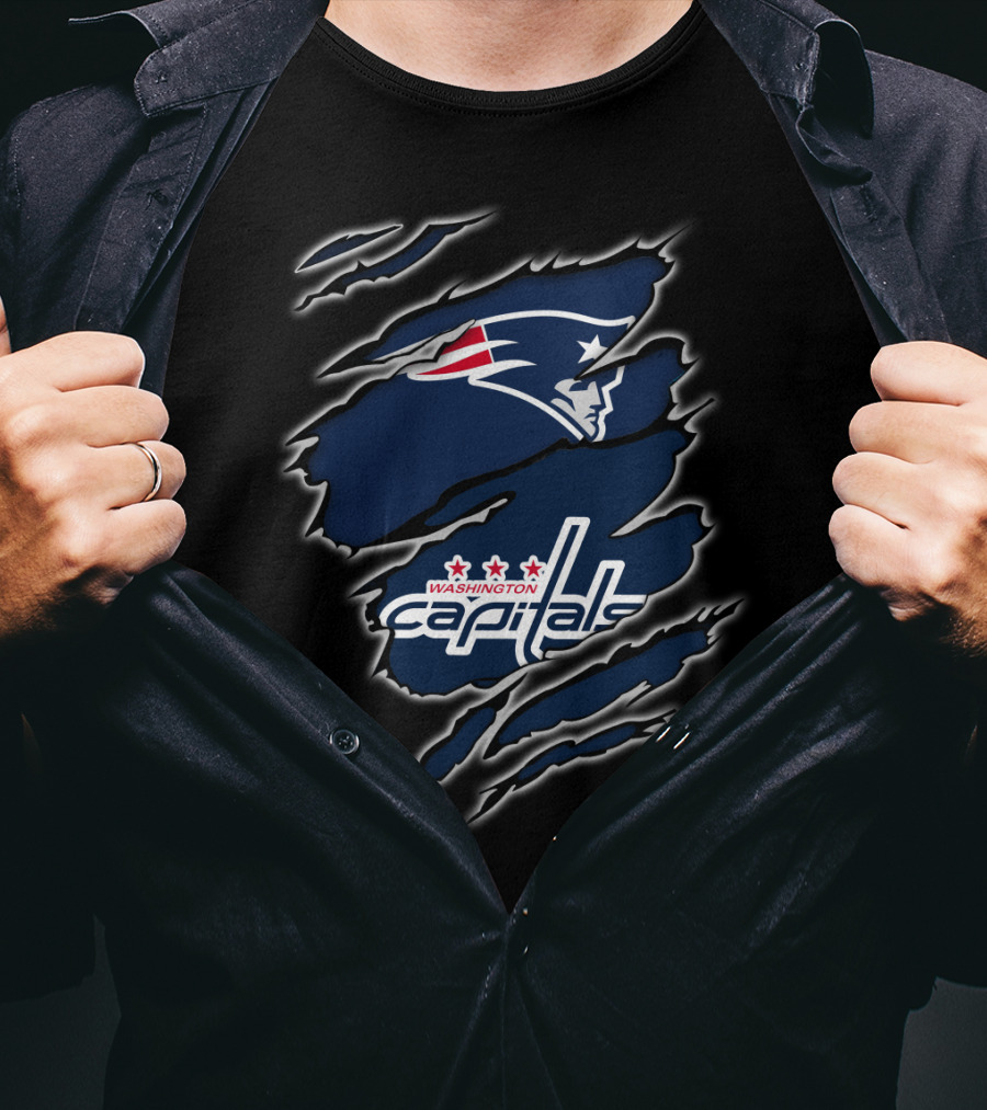 New England Patriots Washington Capitals Logo Collaboration T-Shirt