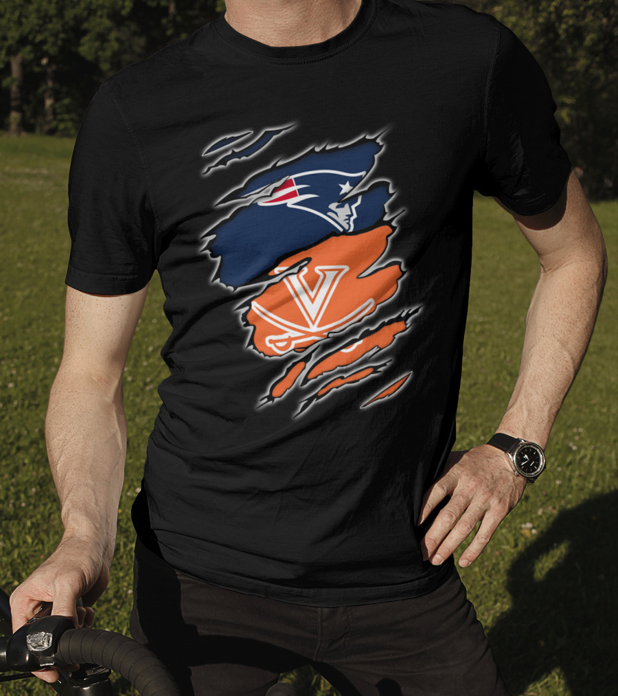 New England Patriots Virginia Cavaliers Crossover Fan T-Shirt
