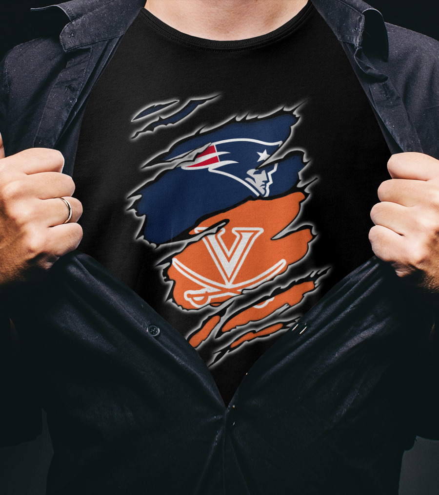 New England Patriots Virginia Cavaliers Crossover Fan T-Shirt