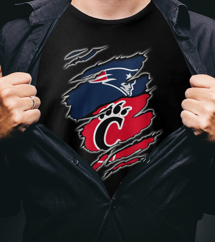Patriots Cincinnati Bearcats Paw And Patriot Head Clash T-Shirt