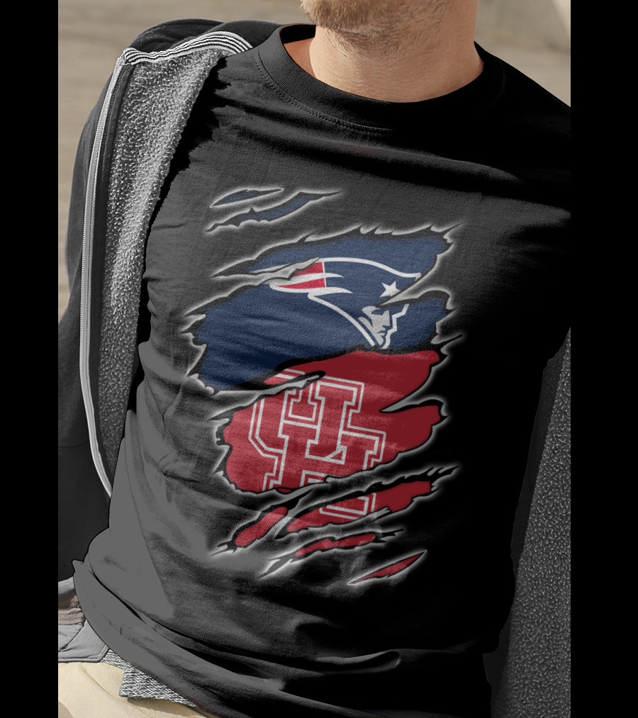 Patriots And Houston Cougars Logo Fusion T-Shirt