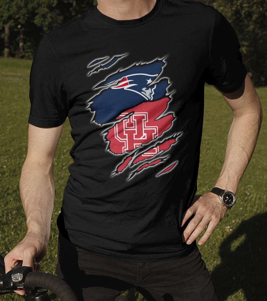 Patriots And Houston Cougars Logo Fusion T-Shirt