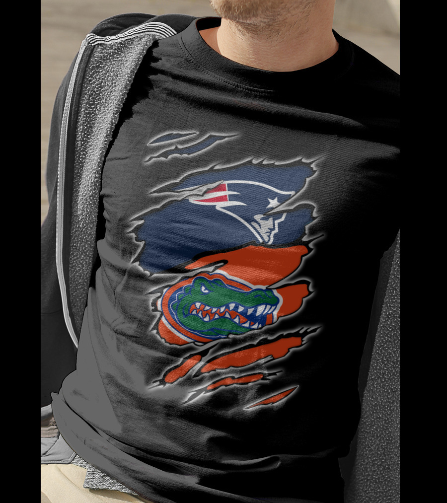 New England Patriots And Florida Gators Logo Collaboration T-Shirt