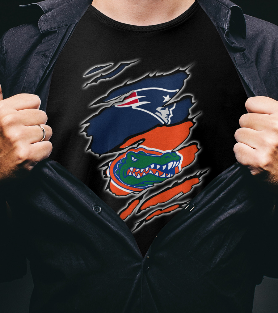 New England Patriots And Florida Gators Logo Collaboration T-Shirt