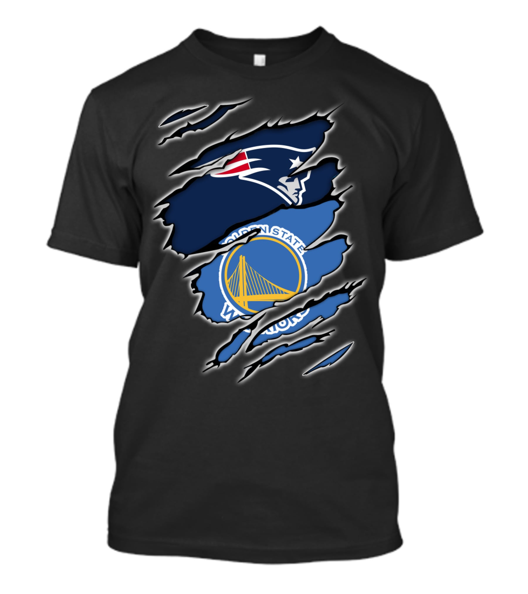 New England Patriots Golden State Warriors Fan Collaboration T-Shirt