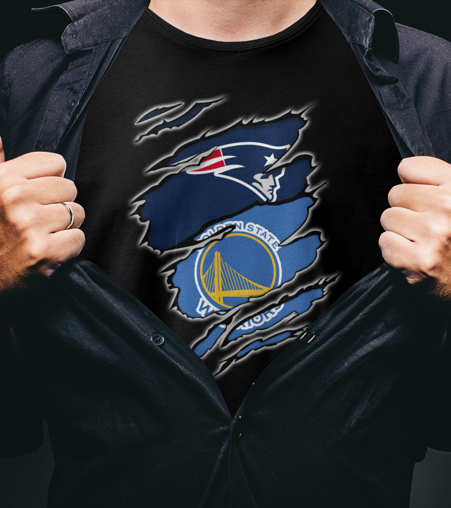 New England Patriots Golden State Warriors Fan Collaboration T-Shirt