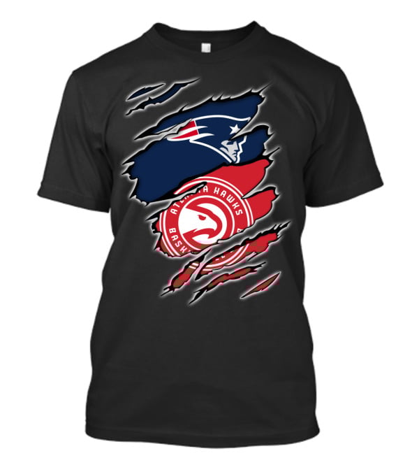 New England Patriots Atlanta Hawks Logo Mashup T-Shirt
