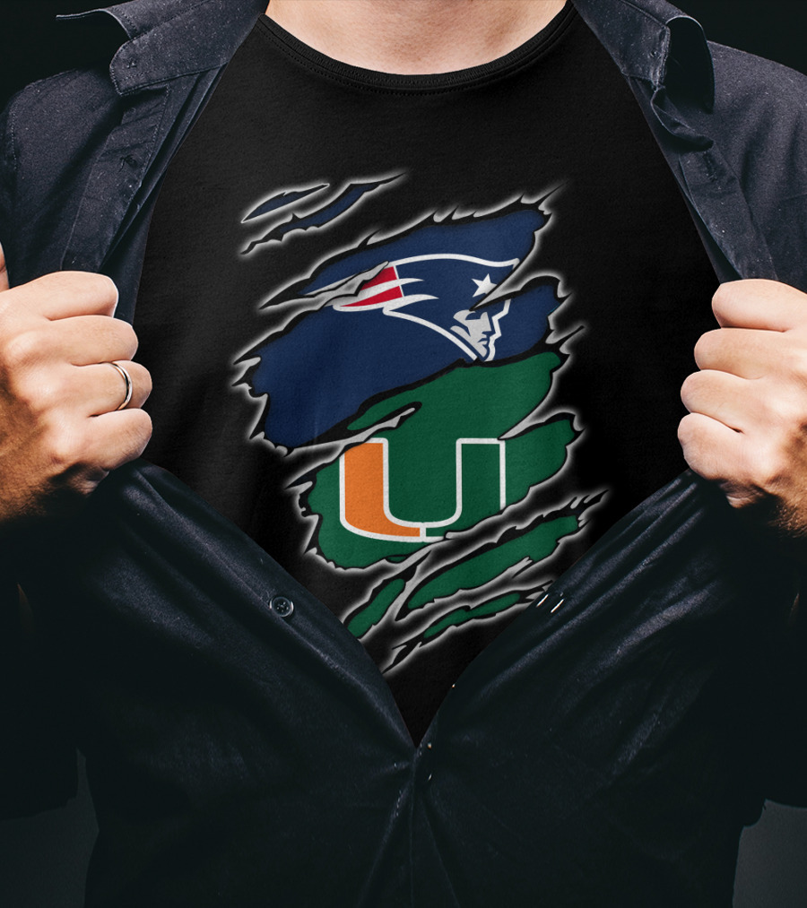 New England Patriots Miami Hurricanes Claw Marks T-Shirt