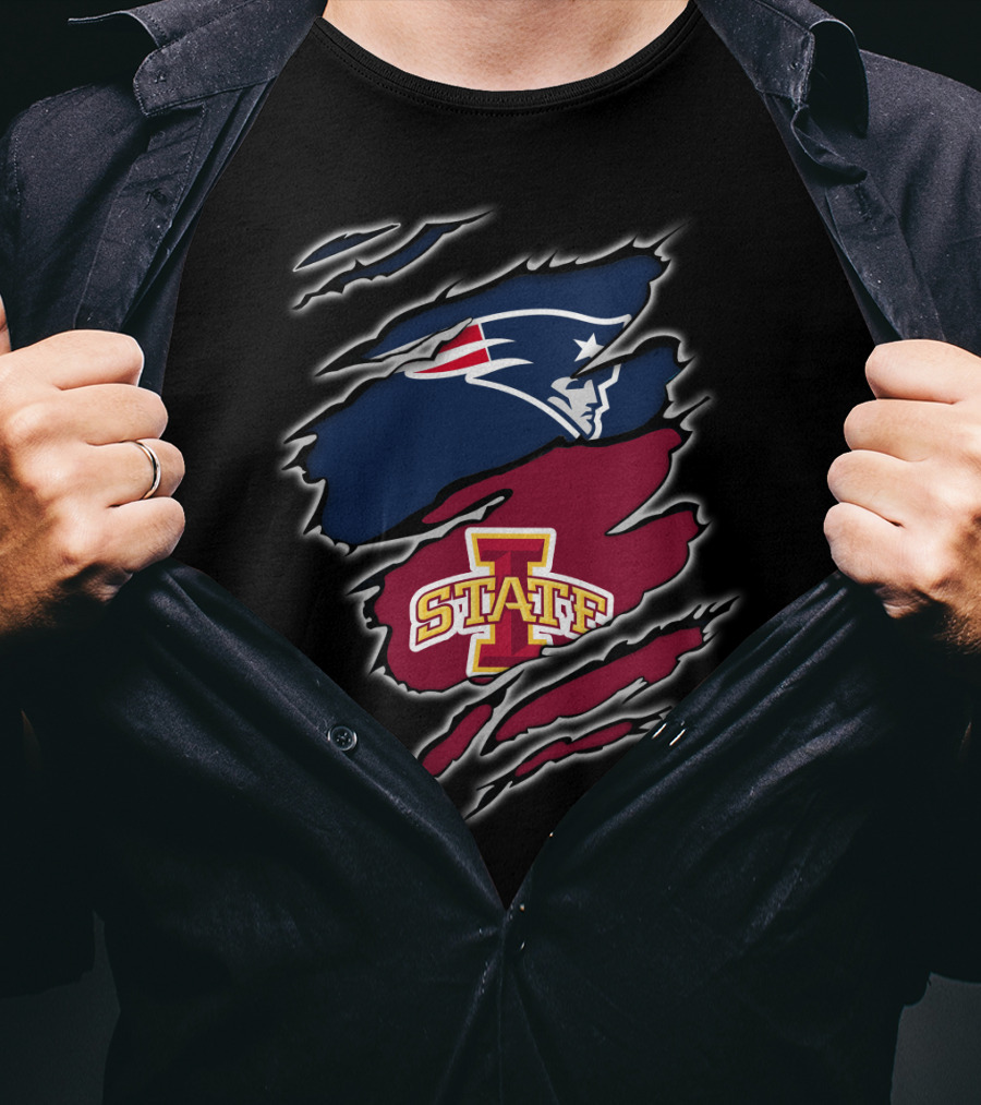 New England Patriots Iowa State Cyclones Ripped T-Shirt