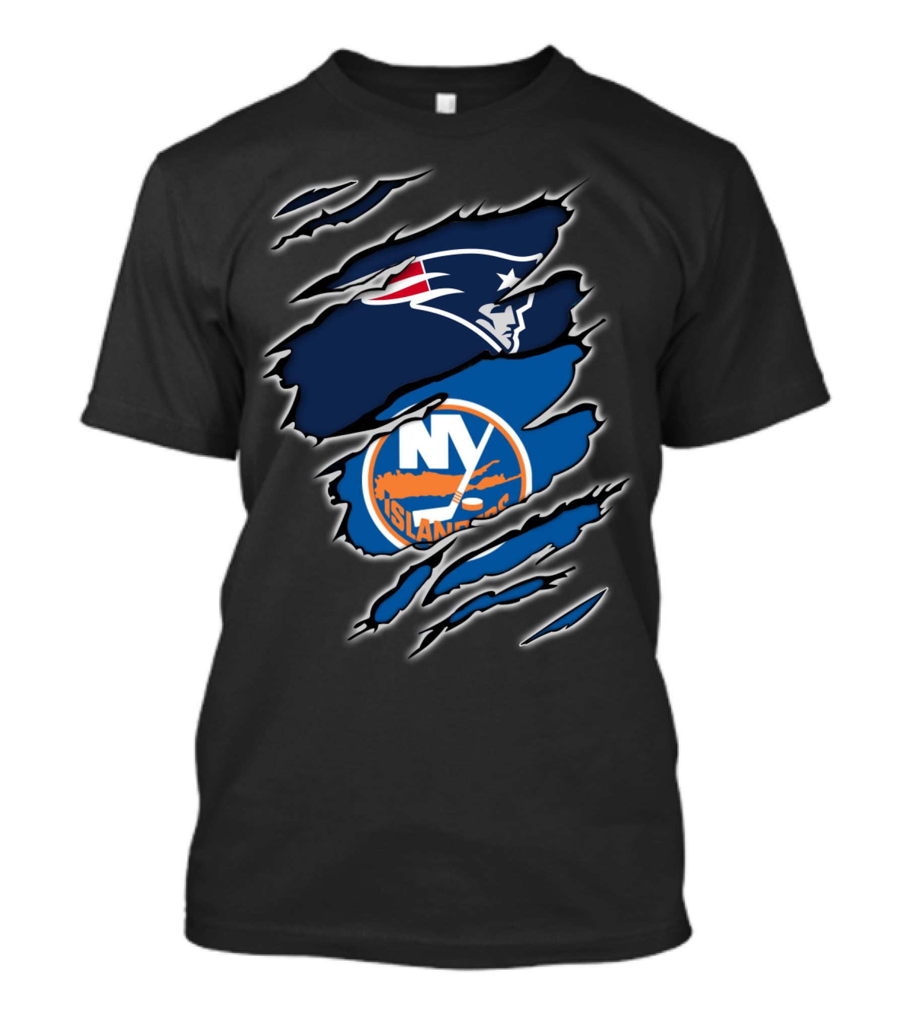 Patriots And NY Islanders Claw Slash T-Shirt