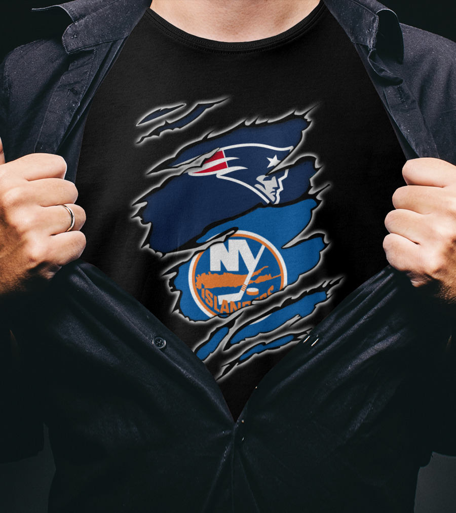 Patriots And NY Islanders Claw Slash T-Shirt
