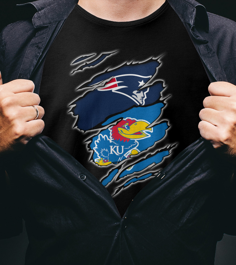 Patriots Jayhawk KU іn Τorn Rіp Ρeek Sensors T-Shirt