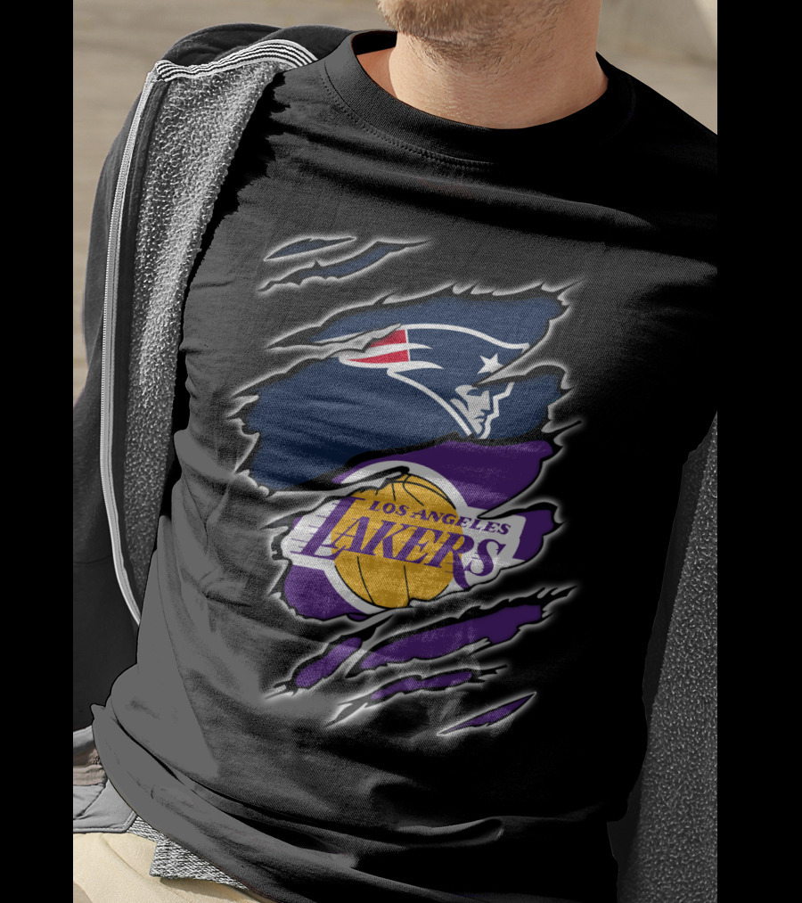 Patriots Los Angeles Lakers NFL NBA Dual Fan Iconic T-Shirt