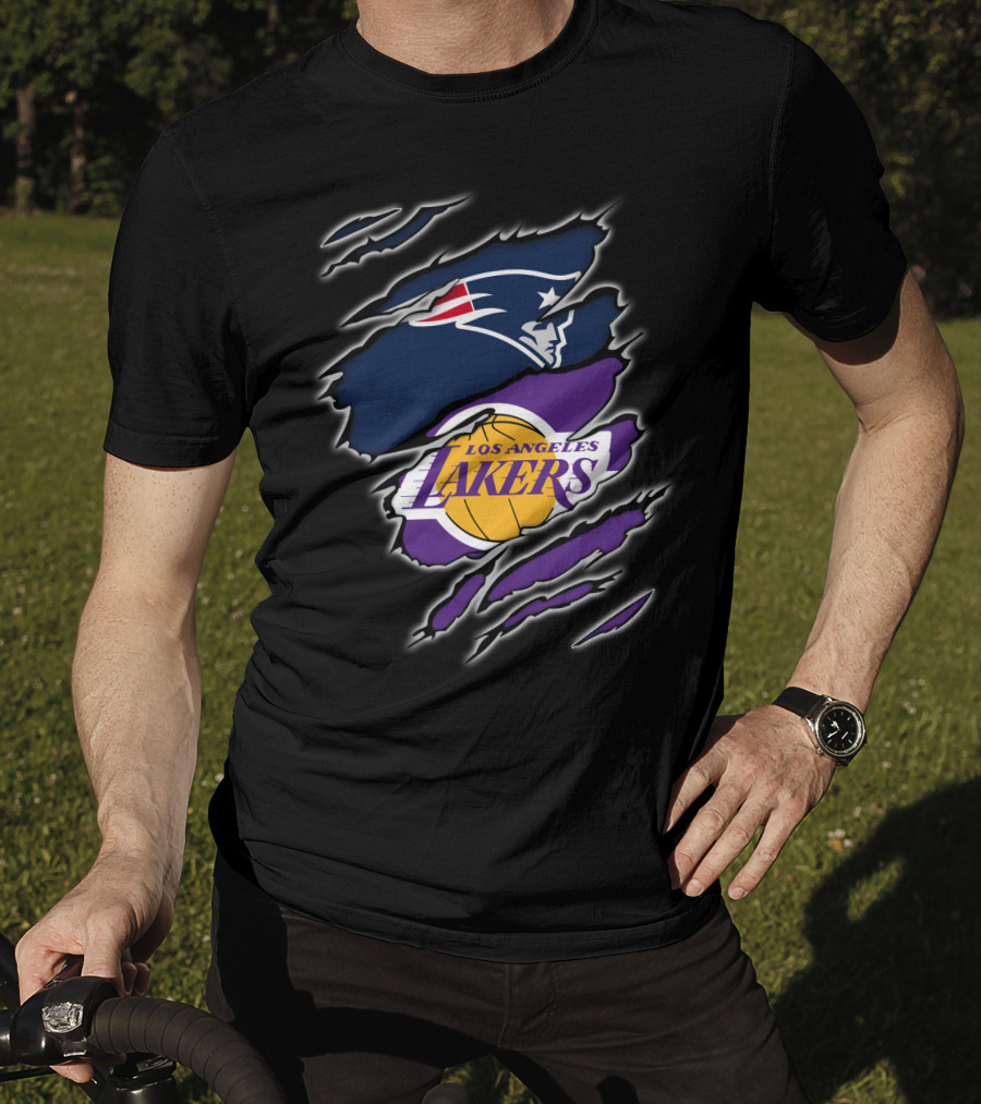 Patriots Los Angeles Lakers NFL NBA Dual Fan Iconic T-Shirt