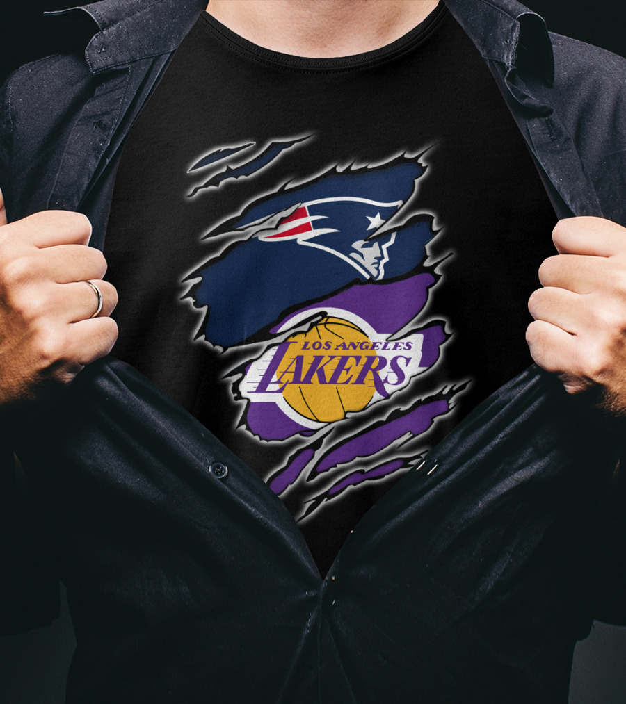 Patriots Los Angeles Lakers NFL NBA Dual Fan Iconic T-Shirt