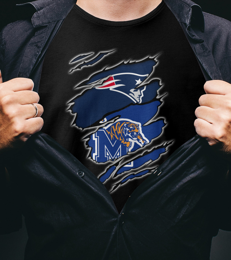 New England Patriots And Memphis Tigers Claw Marks T-Shirt