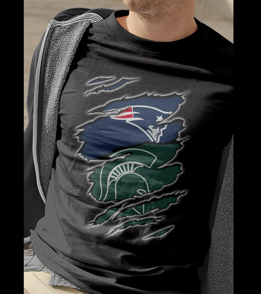 New England Patriots And Michigan State Spartans Dual T-Shirt