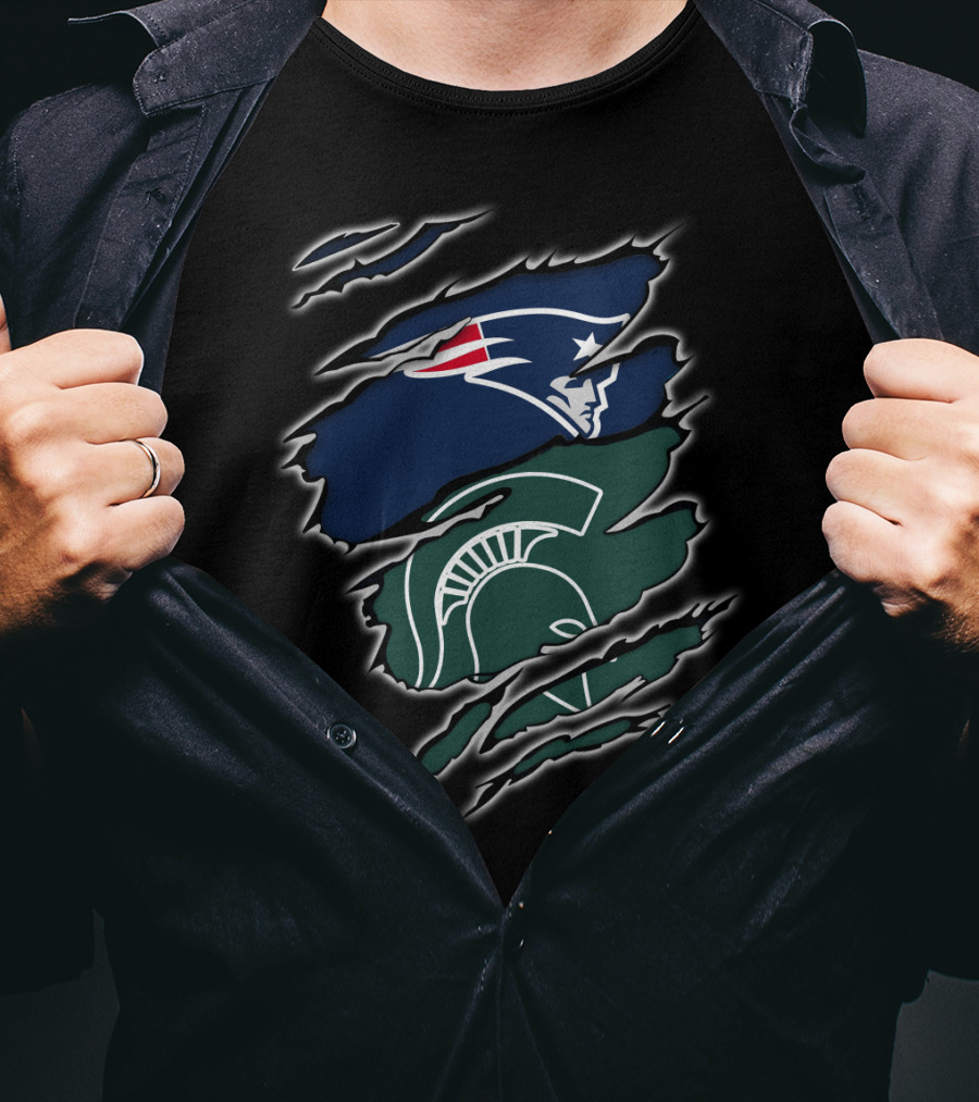 New England Patriots And Michigan State Spartans Dual T-Shirt