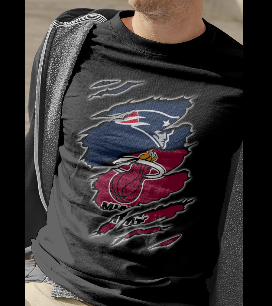 Patriots Miami Heat Logos Combined T-Shirt
