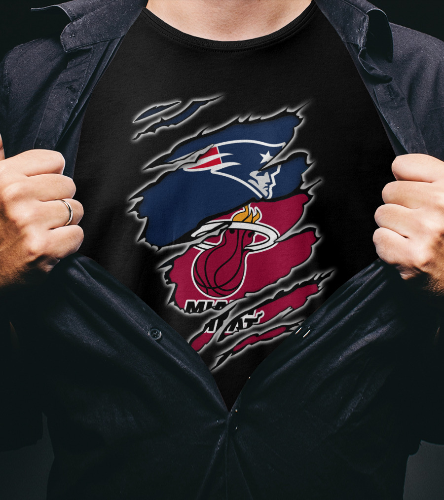 Patriots Miami Heat Logos Combined T-Shirt