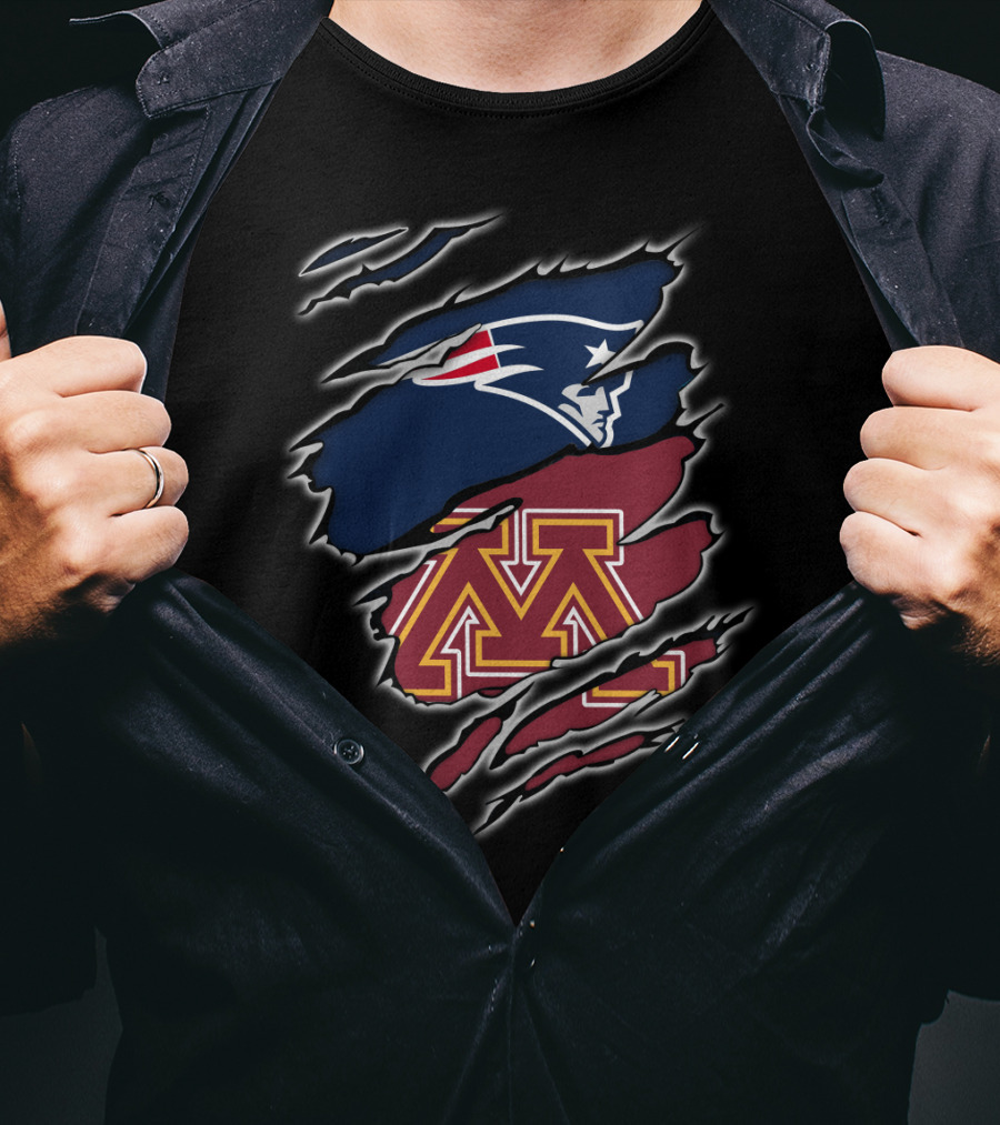 New England Patriots Minnesota Golden Gophers Crossover T-Shirt