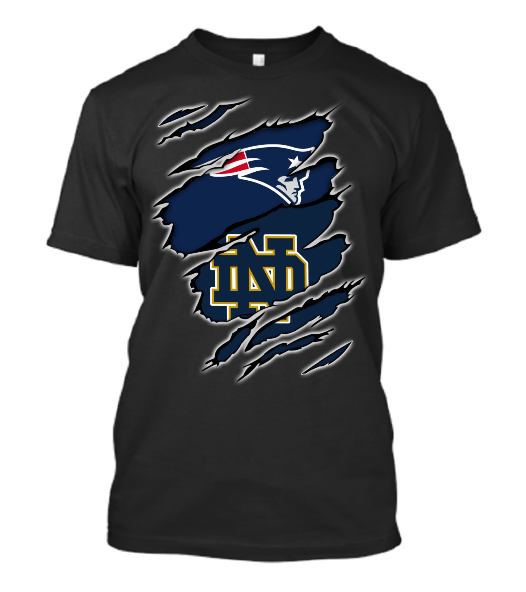 New England Patriots And Notre Dame Fighting Irish Fan Crossover T-Shirt