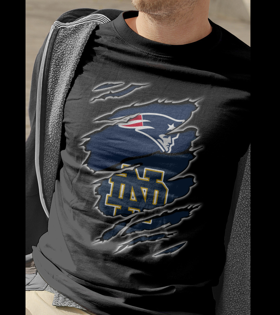 New England Patriots And Notre Dame Fighting Irish Fan Crossover T-Shirt