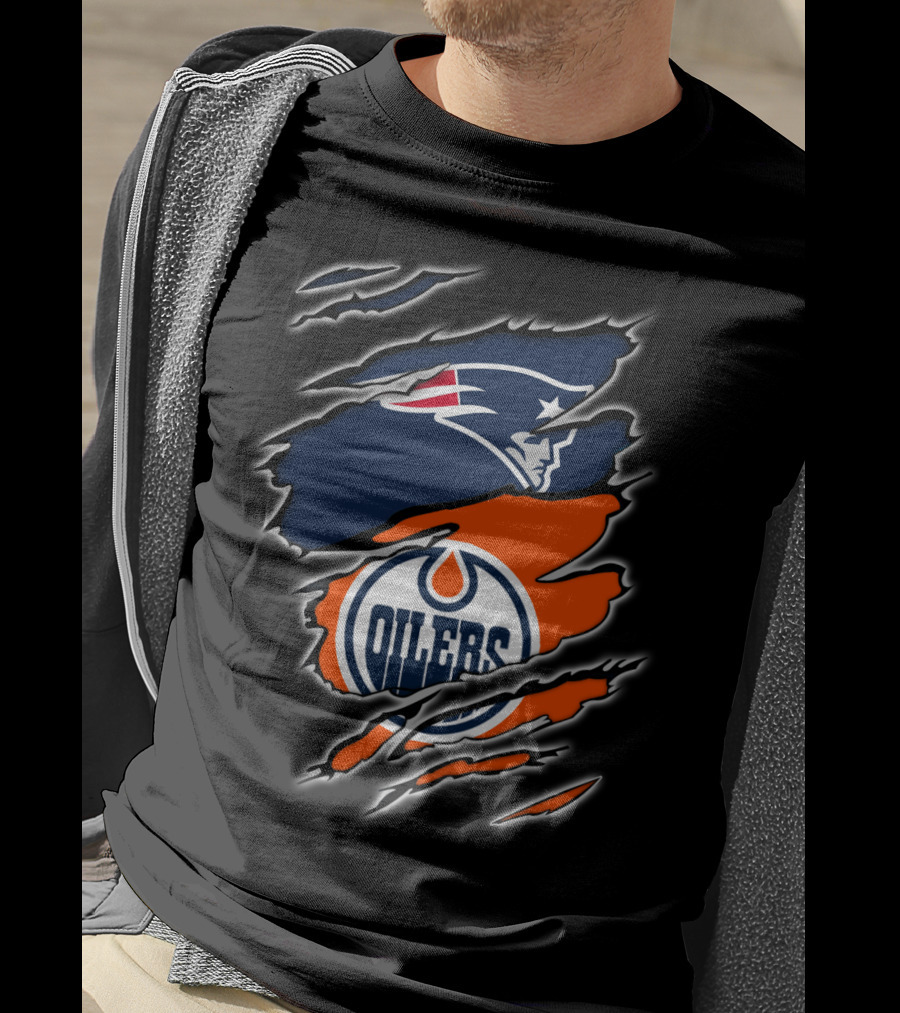 Patriots And Oilers Logo Mashup T-Shirt