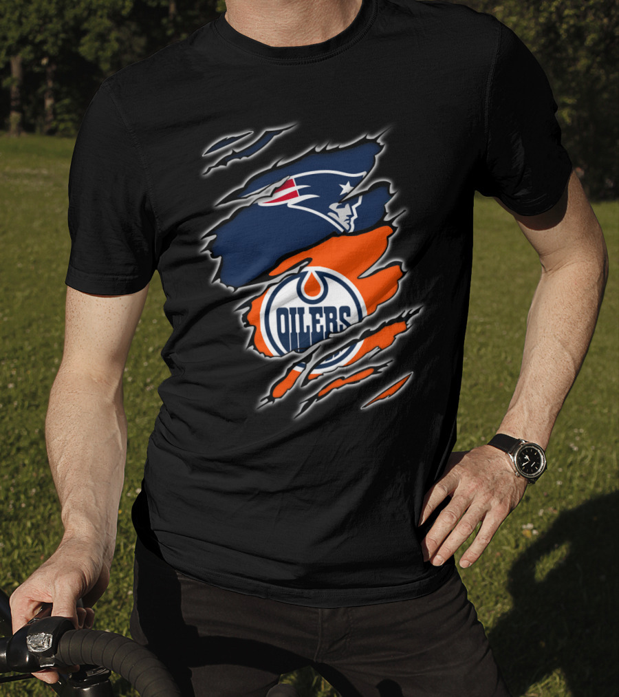 Patriots And Oilers Logo Mashup T-Shirt