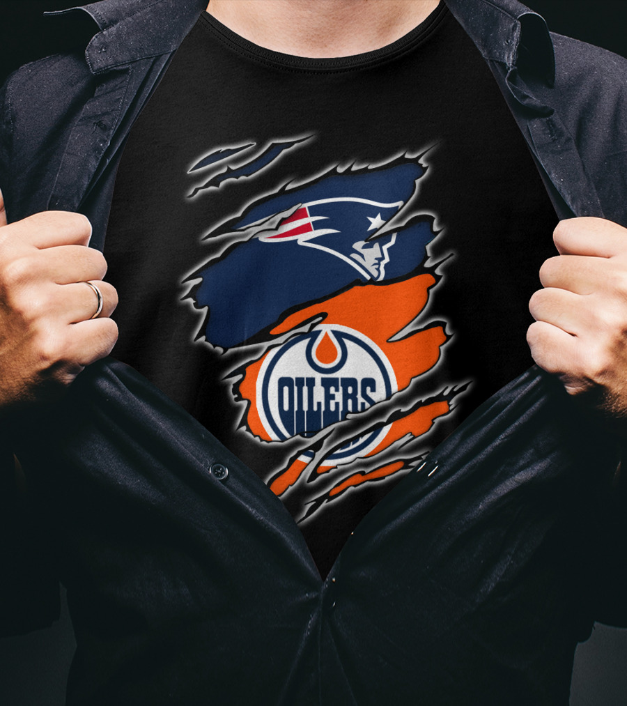 Patriots And Oilers Logo Mashup T-Shirt