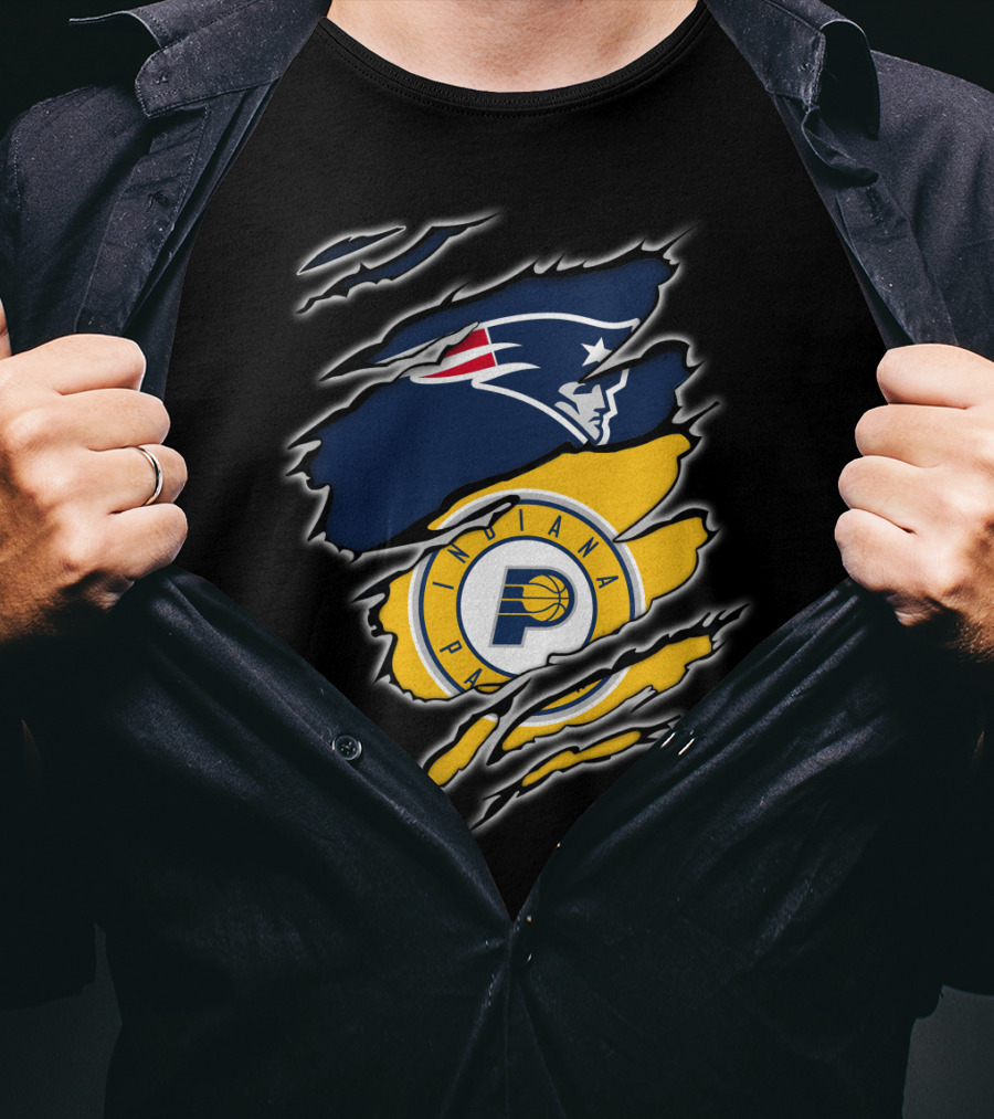New England Patriots And Indiana Pacers Logos Combined T-Shirt
