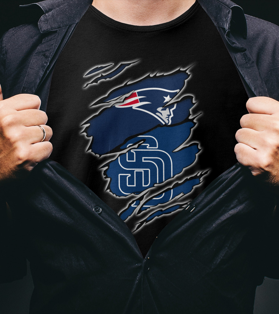 Patriots And Padres Logo Mashup T-Shirt