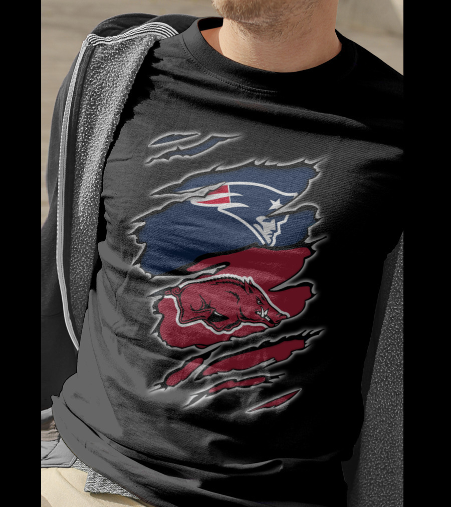 Patriots Razorbacks Ripped Clawmarks T-Shirt